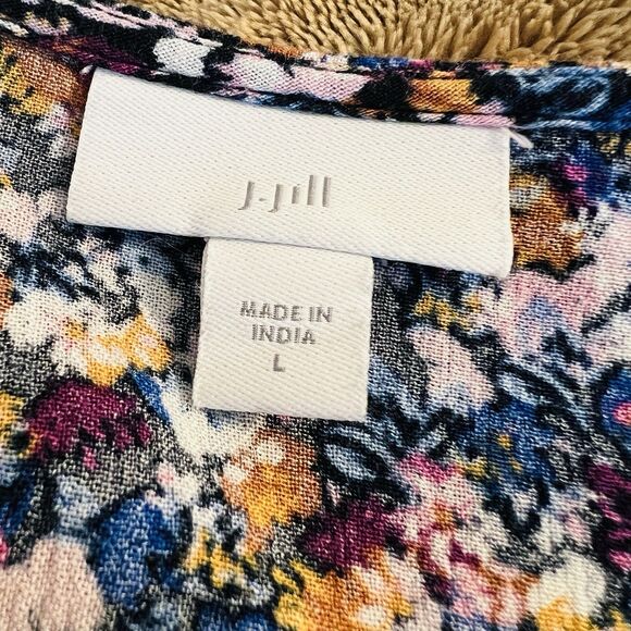 J. Jill Colorful Dixie Floral Billowy Lightweight Flowy Blouse Boho Size Large - Picture 8 of 9